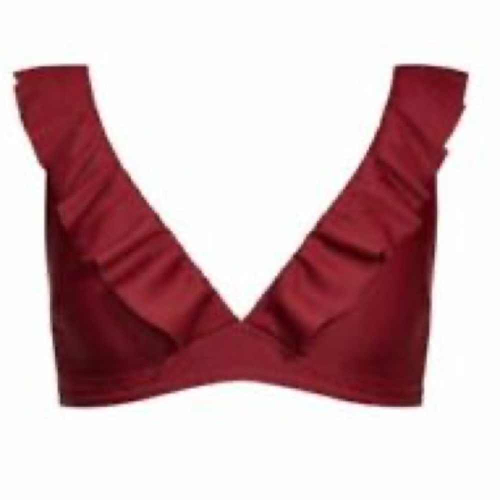 City Chic cavallo ruffle Marrakech Red bikini swim‎ top